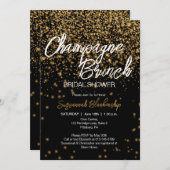 シャンパエレガントンブランチブライダルシャワー金ゴールド《写真》ぼけ味 招待状 (正面/裏面)