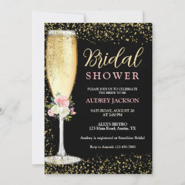 シャンパエレガントンブルンチフローラブライダルシャワー 招待状
