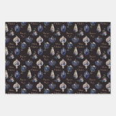 シャンパエレガントン赤面とネイビーブルーのオーナメント ラッピングペーパーシート (正面3)