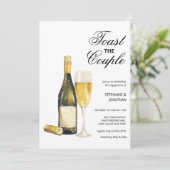 シャンパエレガントーニュ乾杯カップル婚約 招待状 (スタンド正面)