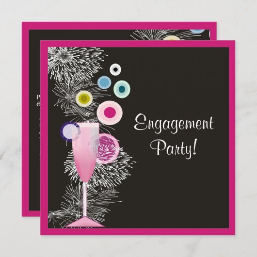 シャンパコンテンポラリーン婚約の発表 招待状 (正面/裏面)