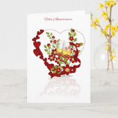 シャンパスペインの結婚ンの花による記念日 カード (黄色い花)