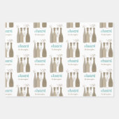 シャンパパーソナライズされたンホワイトピンクアクアレトロカッコいい ラッピングペーパーシート (正面)