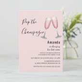 シャンパポップ・アートのンピンクブライダルシャワーの招待状 招待状 (スタンド正面)
