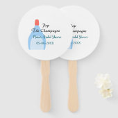 シャンパポップ・アートのンブルーブライダルシャワーの名前の追加日付 ハンドファン (正面&裏面)