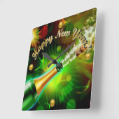 シャンパポップ・アートのン スクエア壁時計 (傾斜)