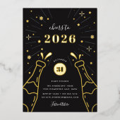 シャンパポップ・アートのン |大晦日パーティー 箔招待状 (正面)