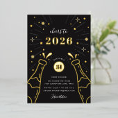 シャンパポップ・アートのン |大晦日パーティー 箔招待状 (立ち正面)