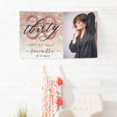 シャンパモダンングリッター30歳誕生日写真 横断幕 (インサイチュ)