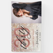 シャンパモダンングリッター30歳誕生日写真 横断幕 (縦)