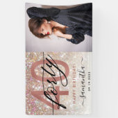 シャンパモダンングリッター40歳誕生日写真 横断幕 (縦)