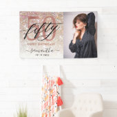 シャンパモダンングリッター50th誕生日写真 横断幕 (インサイチュ)