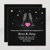 シャンパモダンンメガネ婚約招待 招待状 (正面/裏面)