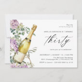 シャンパモダンン |かわいいおもしろい女子30歳の誕生日 招待状 (正面)