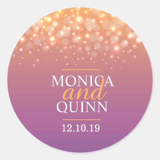 シャンパモダンーニュは泡を輝かせる結婚シール ラウンドシール (正面)