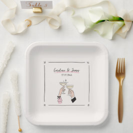 シャンパンお洒落トースト紙プレート – ハンドドロー ペーパープレート