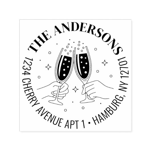 シャンパンお祝い招待返信住所 セルフインキングスタンプ (デザイン)