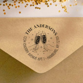 シャンパンお祝い招待返信住所 セルフインキングスタンプ