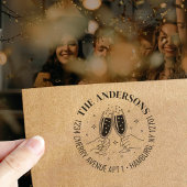 シャンパンお祝い招待返信住所 セルフインキングスタンプ