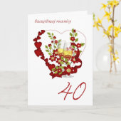 シャンパンで彩るポーランドの40周年結婚記念日 カード (黄色い花)
