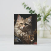 シャンパンで愛らしい猫 ポストカード (スタンド正面)