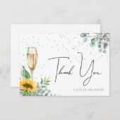 シャンパンとひまわりのブライダルシャワー サンキューカード (正面/裏面)