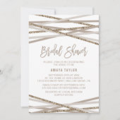 シャンパンとアイボリーのストリーマー ブライダルシャワー 招待状 (正面)