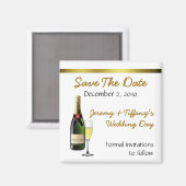 シャンパンとガラス日付磁石を保存 マグネット (正面/裏面)