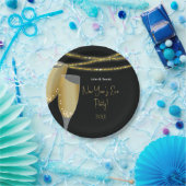 シャンパンとグリッターストリング |大晦日パーティー ペーパープレート (パーティー)