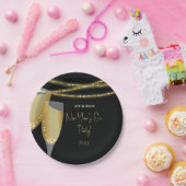 シャンパンとグリッターストリング |大晦日パーティー ペーパープレート (パーティー)