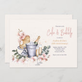 シャンパンとケーキ 招待状 (正面/裏面)