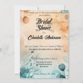 シャンパンとダスティーブルーとレースブライダルシャワー 招待状 (正面)