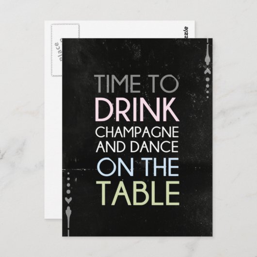 シャンパンとダンスを飲む時間 – おもしろいはがき ポストカード (正面/裏面)