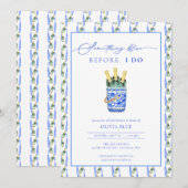 シャンパンとチャイニーズ・ノイゼリー そして何か青いもの ブライダルシャワーパーティー 招待状 (正面/裏面)