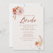 シャンパンとニュートラルな花のブライズシャワー 招待状 (正面)