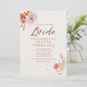 シャンパンとニュートラルな花のブライズシャワー 招待状 (スタンド正面)