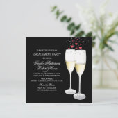 シャンパンとハートのエンゲージメントパーティー招待状 招待状 (スタンド正面)
