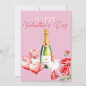 シャンパンとバラのロマンチックなバレンタインデー カード (正面)