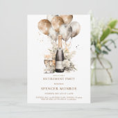 シャンパンとバルーンの退職パーティー 招待状 (スタンド正面)