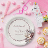 シャンパンとバーガンディ結婚フローラ ペーパープレート (パーティー)