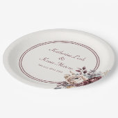 シャンパンとバーガンディ結婚フローラ ペーパープレート (アングル)