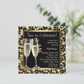 シャンパンとヒマワリの誕生日パーティー招待状 招待状 (スタンド正面)