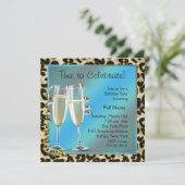 シャンパンとヒマワリの誕生日パーティー招待状 招待状 (スタンド正面)