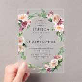 シャンパンとピンクのフローラ結婚2 アクリル招待状 (インサイチュ (ポータブル))