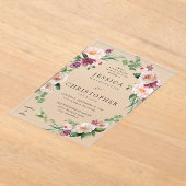 シャンパンとピンクのフローラ結婚2 アクリル招待状 (レイダウン)