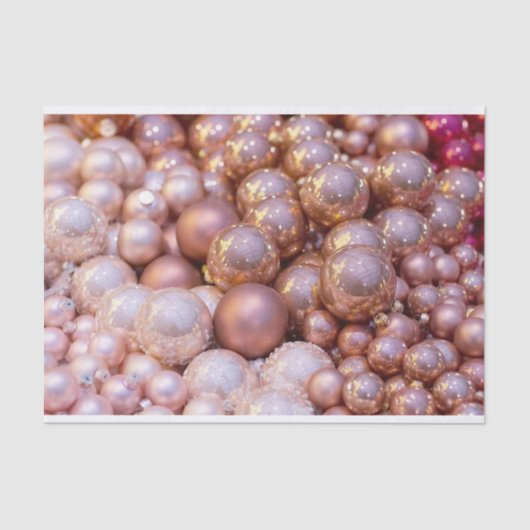 シャンパンとピンククリスマスバルブティッシュペーパー 薄葉紙 (正面)