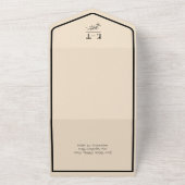 シャンパンとブラックシンプルモダン結婚 オールインワン招待状 (外側)