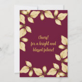 シャンパンとブルゴーニュバラ金ゴールド葉バタフィー 招待状 (裏面)