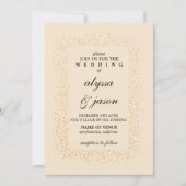 シャンパンとブロンズの紙吹雪バースト結婚ズ 招待状 (正面)