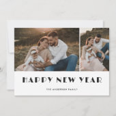 シャンパンとメガネ写真ハッピーニューイヤーカード シーズンカード (正面)